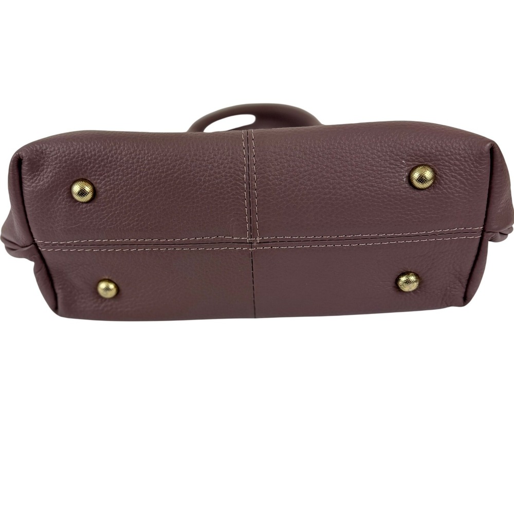 Mauve Purple Pebbled Leather Satchel Handbag Chic Classic Minimalist - Picture 14 of 16